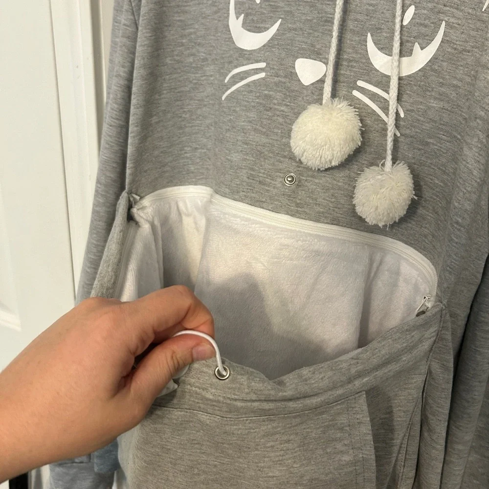 Gray Cat Carrier Hoodie